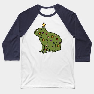 Funny Christmas Tree Capybara Baseball T-Shirt